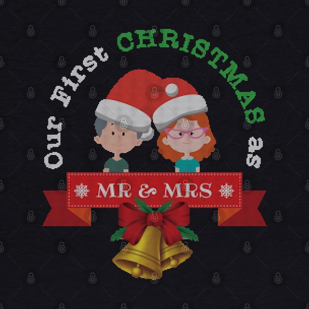 Our First Christmas As Mr and Mrs 2019 Ugly Sweater Knitted Design - Gift Married Couples Just Married by giftideas